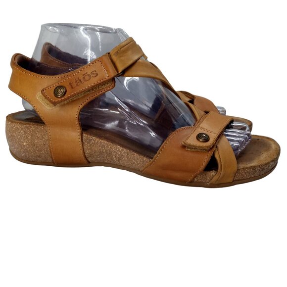 Taos Universal Beige Leather Comfort Wedge Sandals Size 40 US 9-9.5 Adjustable - Picture 13 of 15